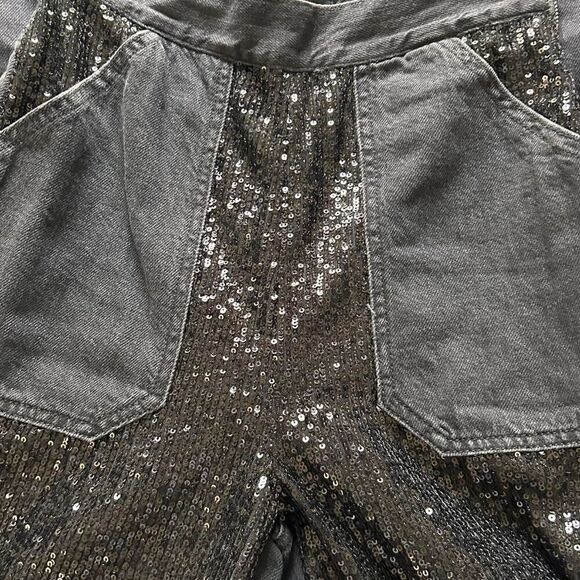PINKO Parker Plus Black Sequin Palazzo Trousers – Glam Statement Pants (Sz 26) - Picture 8 of 8